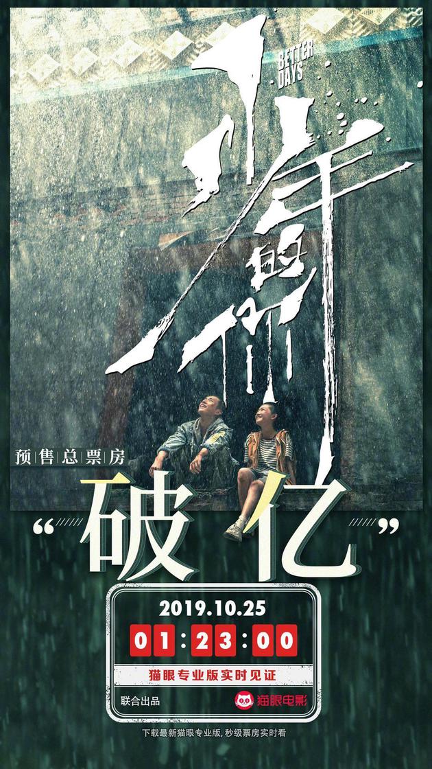 《少年的你》预售票房破亿 上映当日领跑大盘